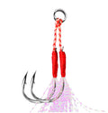 5pair Fly Fishing Jig Hooks Barbed Double Circle High Carbon Steel Carp Hook With Thread Feather Roped Fishhook Fishing Tackle