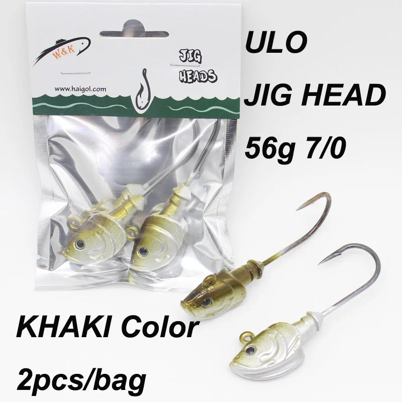 2pcs/pk 60g Jig Head 7/0 JIG Hook for Soft Lure Saltwater Fishing Lures at 11cm 14cm ULO Shad Seabass Cod Halibut FIshing Hooks