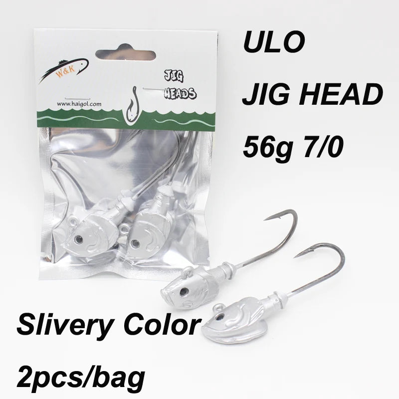 2pcs/pk 60g Jig Head 7/0 JIG Hook for Soft Lure Saltwater Fishing Lures at 11cm 14cm ULO Shad Seabass Cod Halibut FIshing Hooks