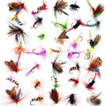 KKWEZVA 60pcs Lures Fly fishing Hooks  Butter fly Insects Style Salmon Flies Trout Single Dry Fly Fishing Lure Fishing Tackle