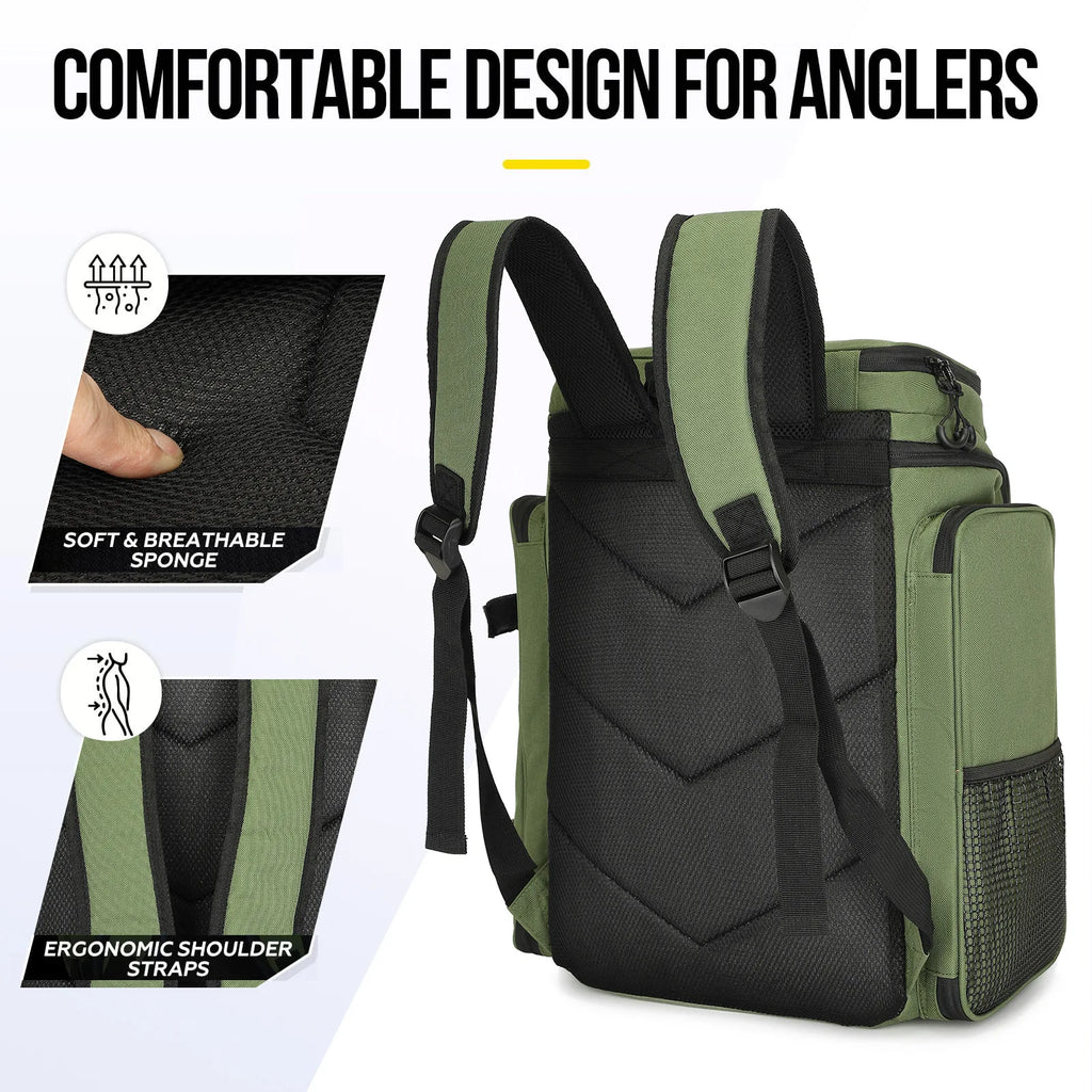 Fishing Backpack with Rod Holders Multifunctional Fish Tackle Rucksack Lure Organizer Storage Bag Outdoor Hiking Hunting Bagpack