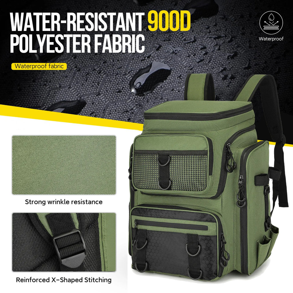 Fishing Backpack with Rod Holders Multifunctional Fish Tackle Rucksack Lure Organizer Storage Bag Outdoor Hiking Hunting Bagpack