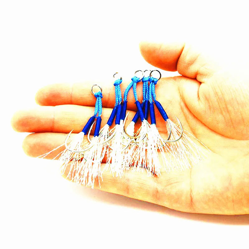 Ufishing Assist Carbon Steel Fishing Hooks With PE Line 10Pairs/Lot Sea Slow Jigging Hook