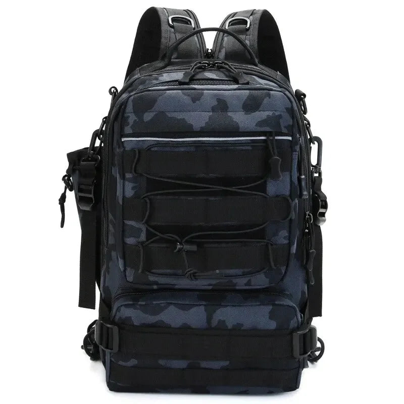 Fishing Tackle Backpack Storage Bag Men's Outdoor Shoulder Hanging Fishing Bait Equipment Bag with Rod Holder Camping Hunting Hi