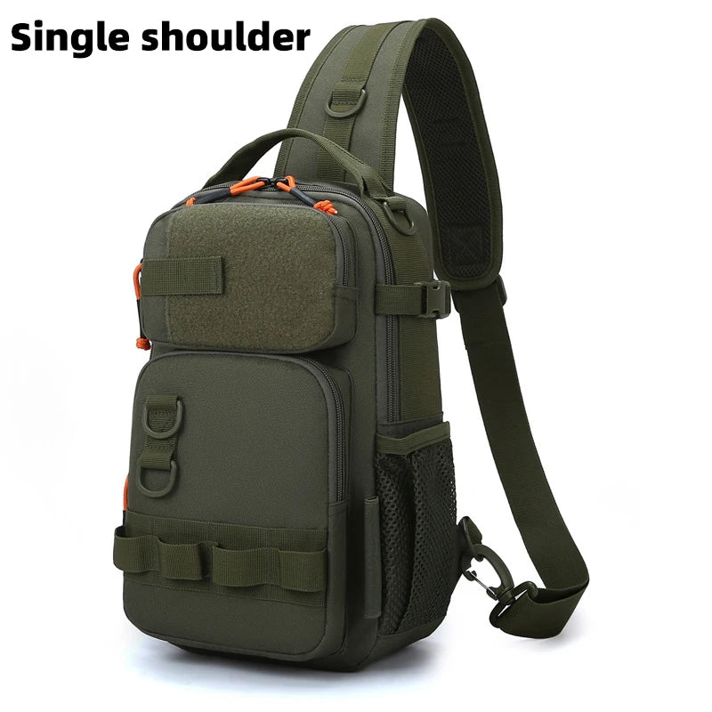 Fishing Lure Backpack with Rod Holders Chest Bag Molle Multi-functional Waist Bags Outdoor Hiking Shoulder Rucksack Large Case