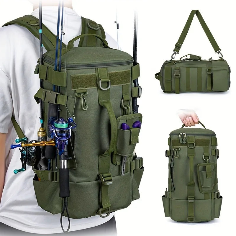 This multi-functional outdoor fishing backpack can also be used as a travel picnic bag, suitable for fishing and picnics.