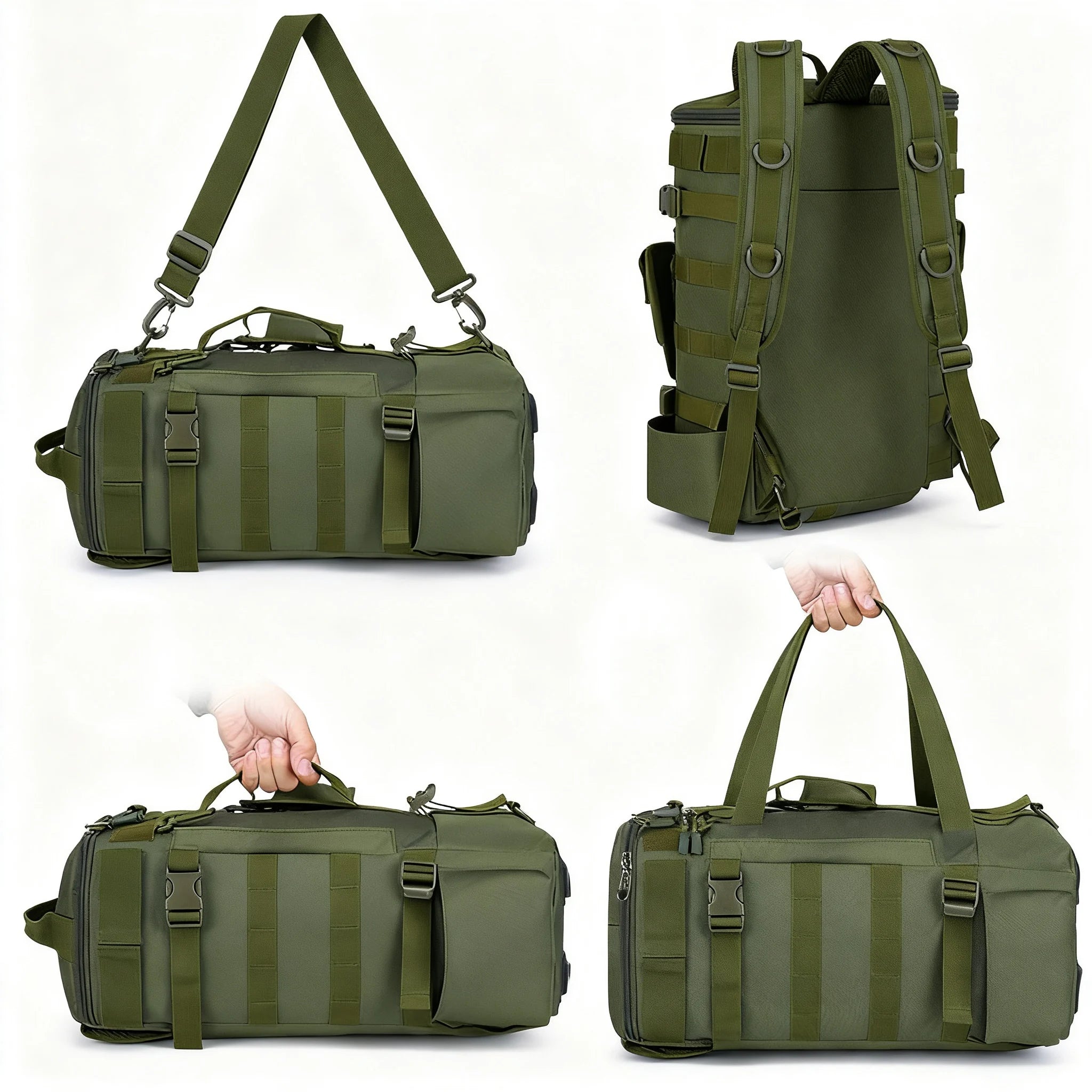 Multifunctional Fishing Backpack Tackle Bag with Rod Holders Fish Equipment Storage Waterproof Wear-resistant Outdoor Sports Bag