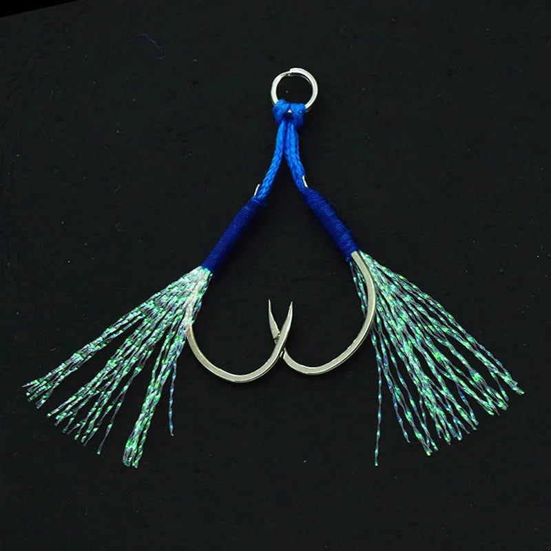 Ufishing Assist Carbon Steel Fishing Hooks With PE Line 10Pairs/Lot Sea Slow Jigging Hook