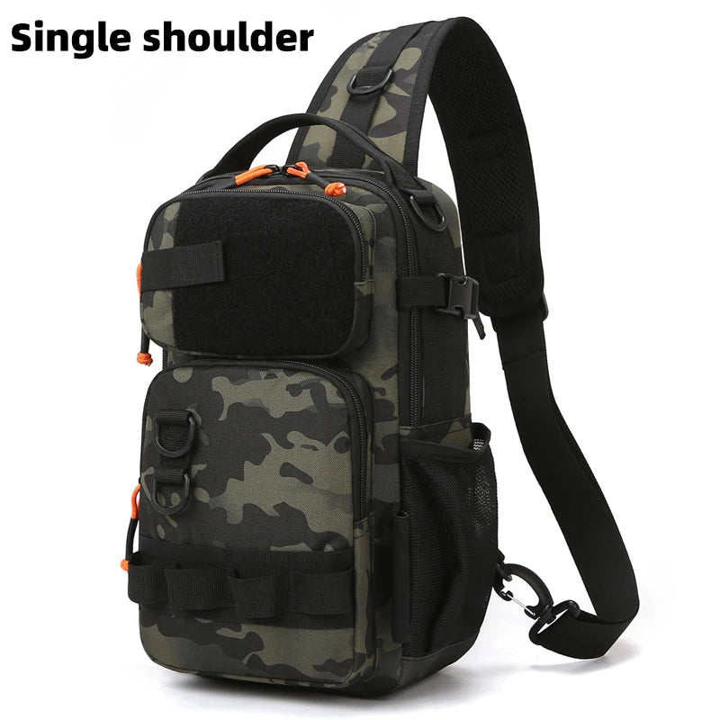 Fishing Lure Backpack with Rod Holders Chest Bag Molle Multi-functional Waist Bags Outdoor Hiking Shoulder Rucksack Large Case