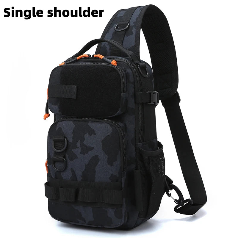 Fishing Lure Backpack with Rod Holders Chest Bag Molle Multi-functional Waist Bags Outdoor Hiking Shoulder Rucksack Large Case