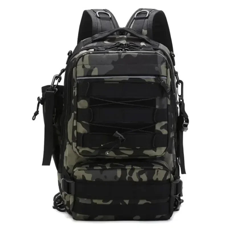 Fishing Tackle Backpack Storage Bag Men's Outdoor Shoulder Hanging Fishing Bait Equipment Bag with Rod Holder Camping Hunting Hi