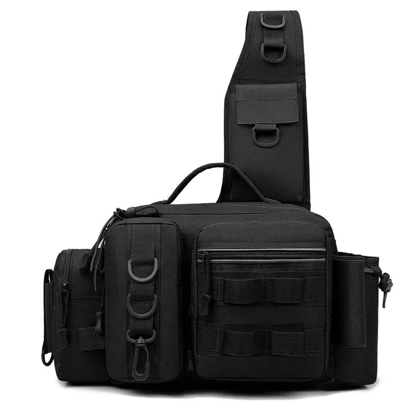 Fishing Tackle Backpack Lure Box Gear Storage Bag Fanny Pack for Men Fly Fishing Backpack with Rod Holder Sling Shoulder Bag