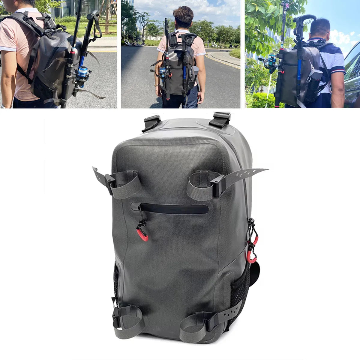 Fishing Backpack Portable Fishing Gear Bag with Rod Holder Outdoor Sports Backpack Shoulder Bag for Fishing Hiking Camping