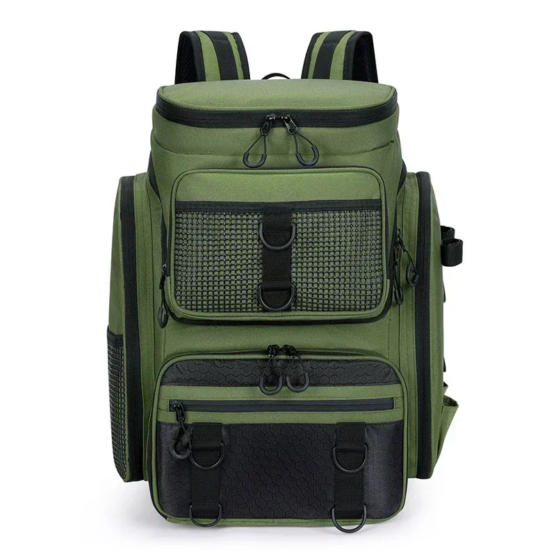 Fishing Backpack with Rod Holders Water-Resistant Large Tackle Bag for Storing Fishing Gear Lures Organizer Storage Backpack
