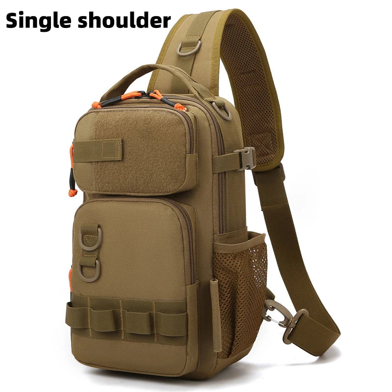 Fishing Lure Backpack with Rod Holders Chest Bag Molle Multi-functional Waist Bags Outdoor Hiking Shoulder Rucksack Large Case