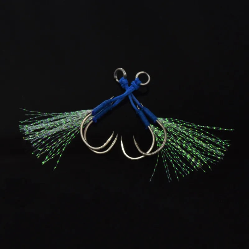 Ufishing Assist Carbon Steel Fishing Hooks With PE Line 10Pairs/Lot Sea Slow Jigging Hook
