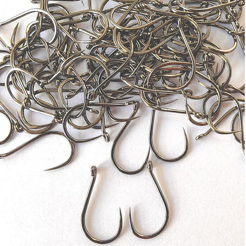 100 Pcs #1-#10 Freshwater Fishing Hooks Carp Fishhooks Non-barb Hooks Kit Jigging Bait Carp Fishing Hook Black Eye Circle pesca