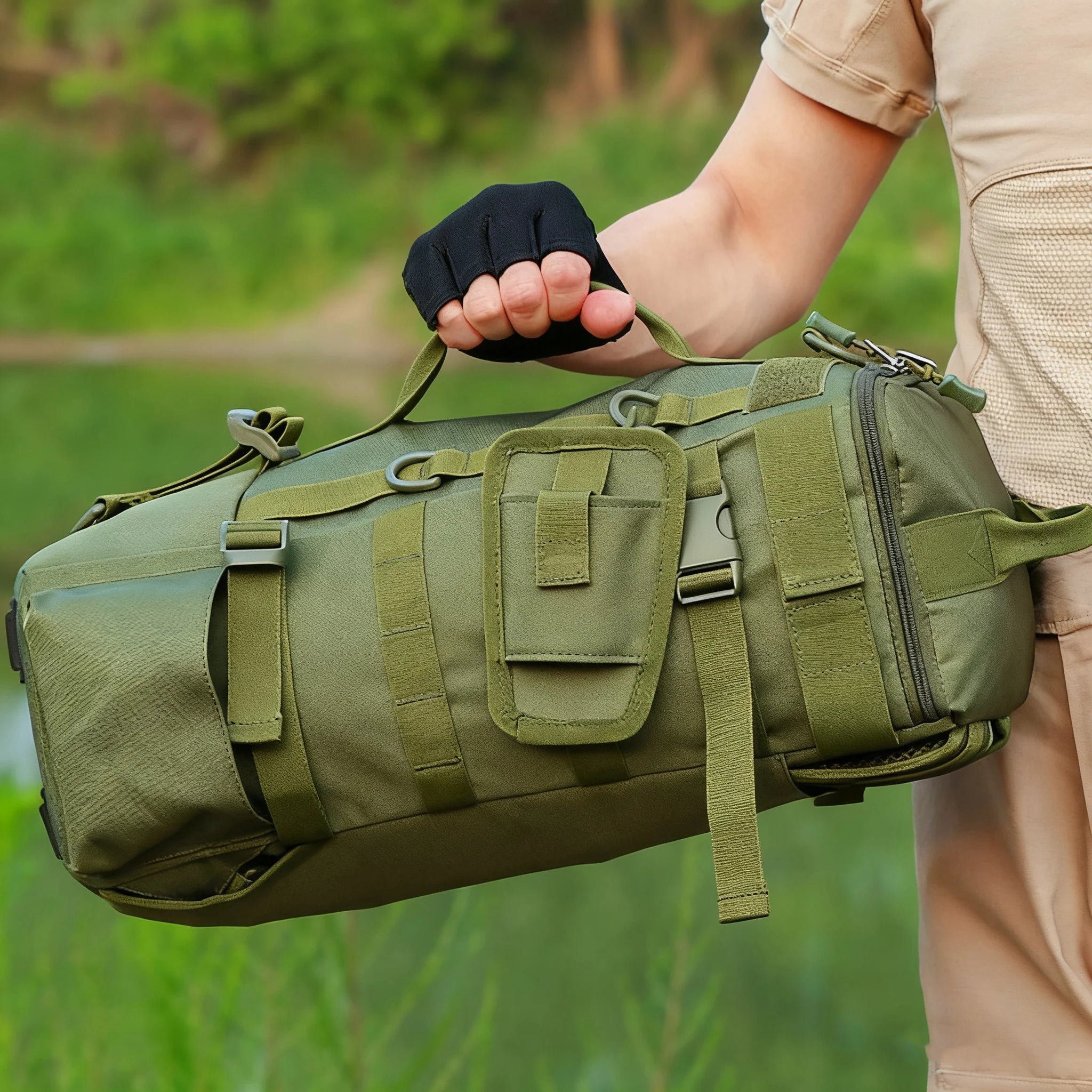 Multifunctional Fishing Backpack Tackle Bag with Rod Holders Fish Equipment Storage Waterproof Wear-resistant Outdoor Sports Bag