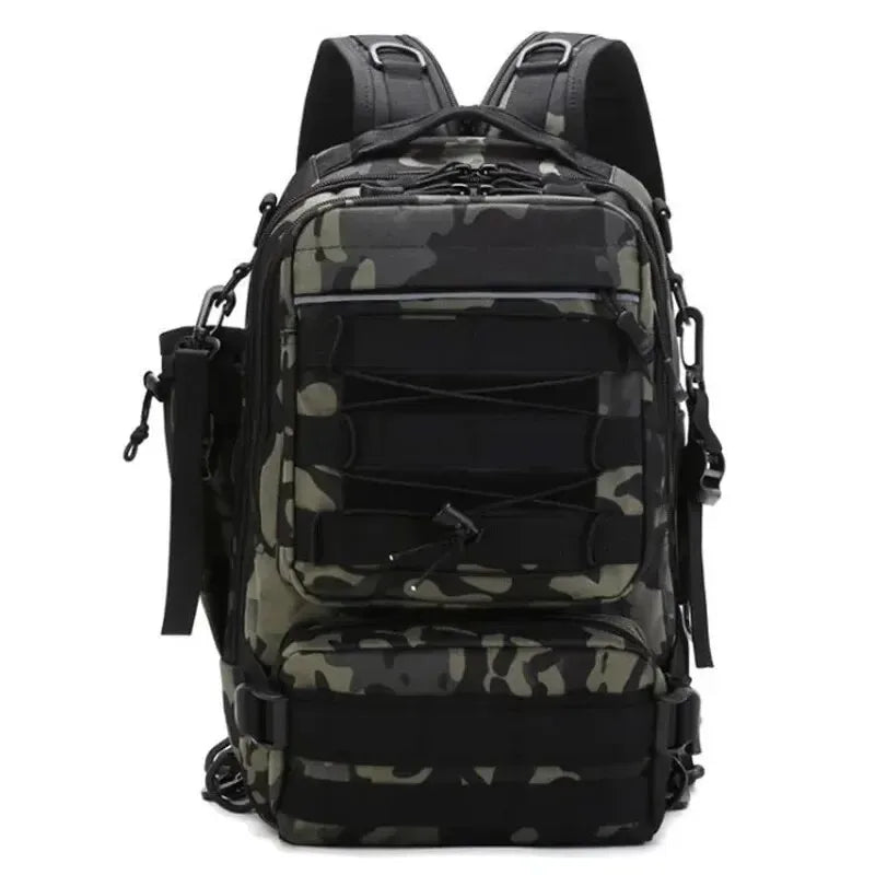 Fishing Tackle Backpack Storage Bag Men's Outdoor Shoulder Hanging Fishing Bait Equipment Bag with Rod Holder Camping Hunting Hi