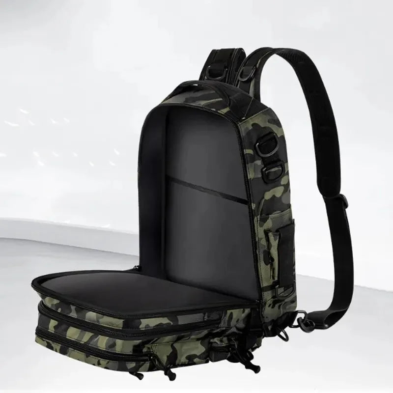 Fishing Tackle Backpack Storage Bag Men's Outdoor Shoulder Hanging Fishing Bait Equipment Bag with Rod Holder Camping Hunting Hi