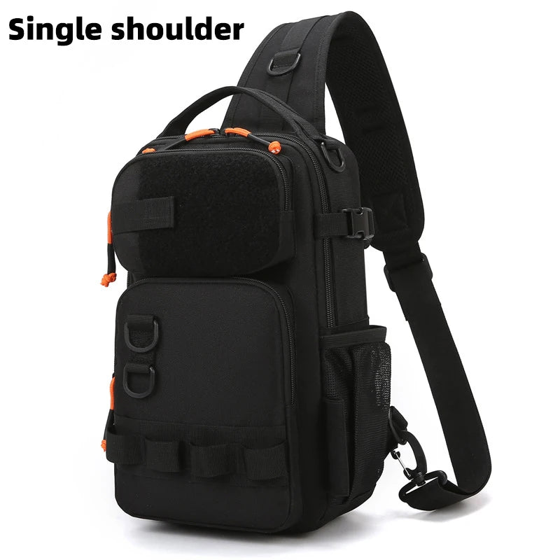 Fishing Lure Backpack with Rod Holders Chest Bag Molle Multi-functional Waist Bags Outdoor Hiking Shoulder Rucksack Large Case