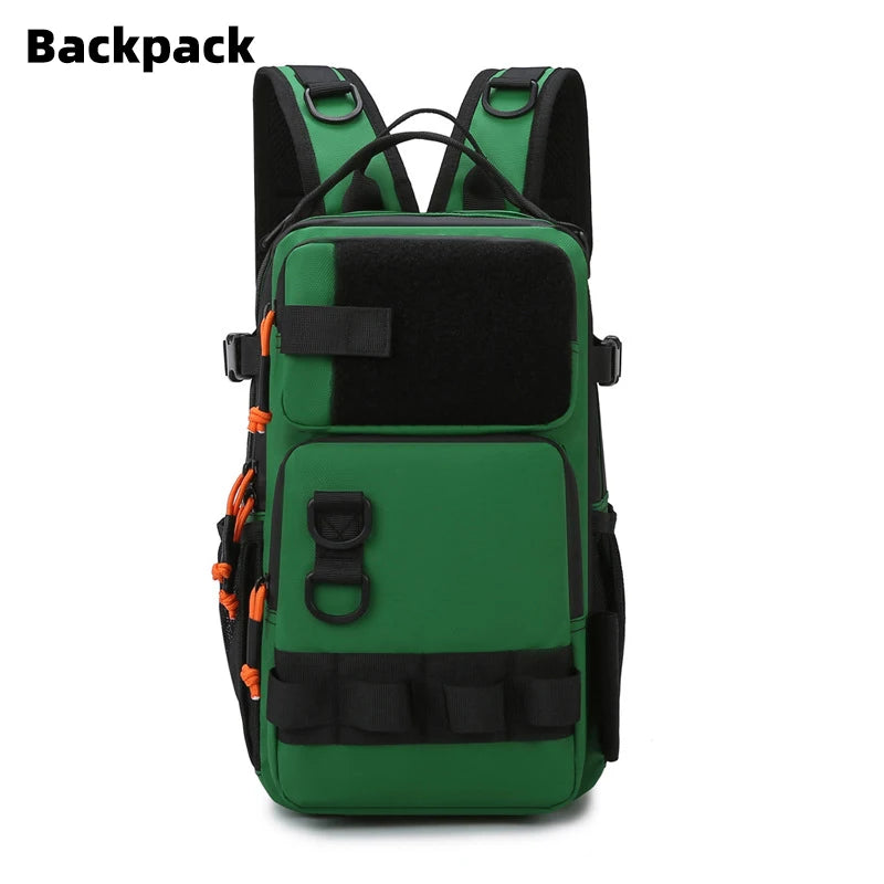 Fishing Lure Backpack with Rod Holders Chest Bag Molle Multi-functional Waist Bags Outdoor Hiking Shoulder Rucksack Large Case