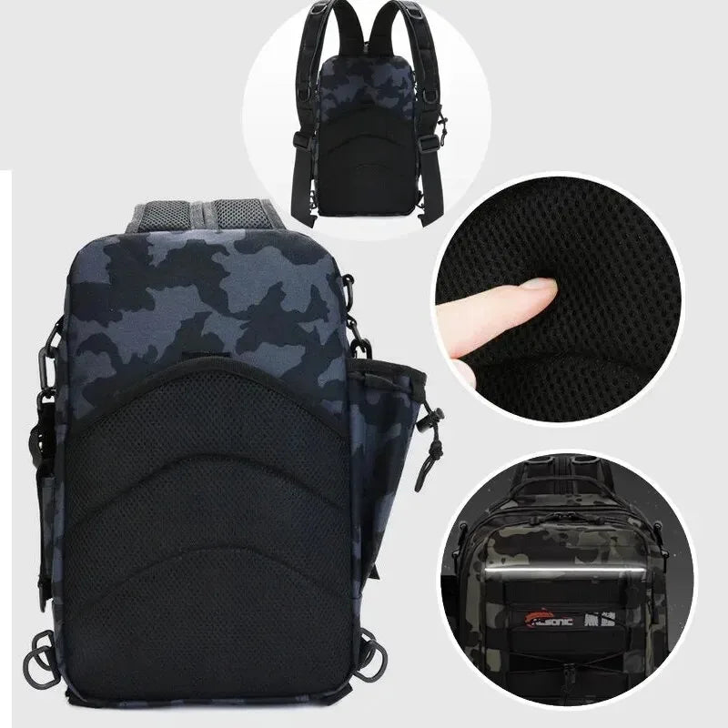 Fishing Tackle Backpack Storage Bag Men's Outdoor Shoulder Hanging Fishing Bait Equipment Bag with Rod Holder Camping Hunting Hi