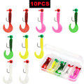 New 20/10PCS Metal Jig Head Fishing Hooks with Soft Worm Lure Grub Silicone Artificial Swimbait Sea Fishing Bait Tackle with Box