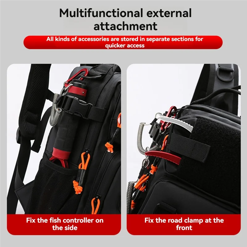 A06F-Fishing Lure Backpack With Rod Holders Chest Bag Waist Bags Outdoor Hiking Shoulder Rucksack Large Case