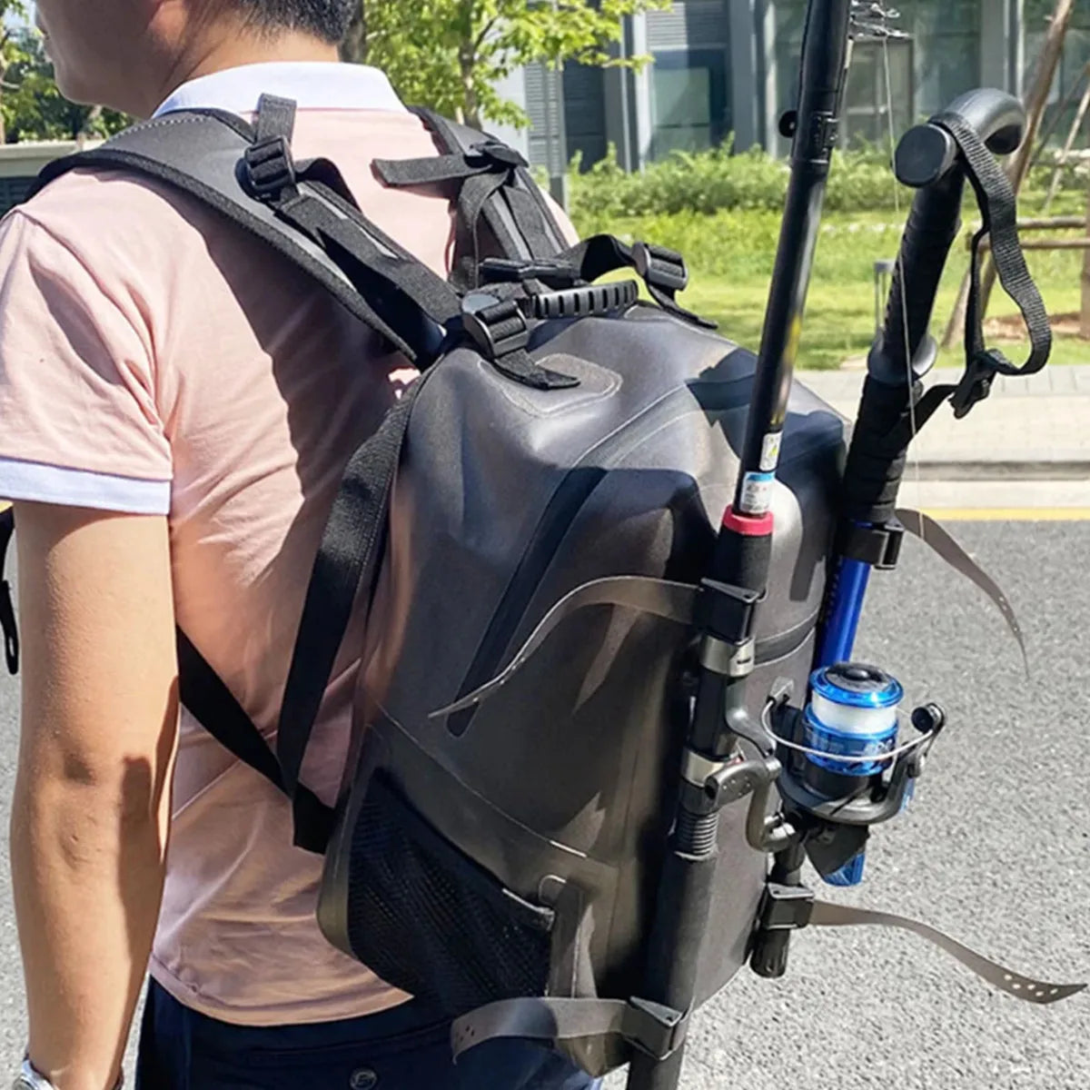 Fishing Backpack Portable Fishing Gear Bag with Rod Holder Outdoor Sports Backpack Shoulder Bag for Fishing Hiking Camping