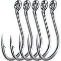 50PCS Sharp Barbed Fishing Hooks HighCarbon Steel UltraStrong Single Size with Hole for Easy Tying Secure Portable Box Included