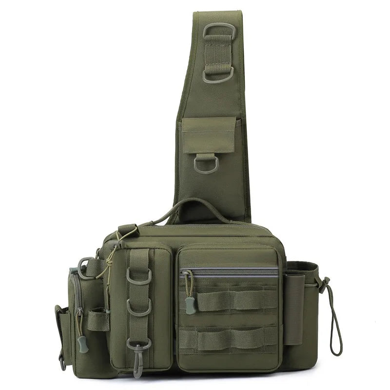 Fishing Tackle Backpack Lure Box Gear Storage Bag Fanny Pack for Men Fly Fishing Backpack with Rod Holder Sling Shoulder Bag