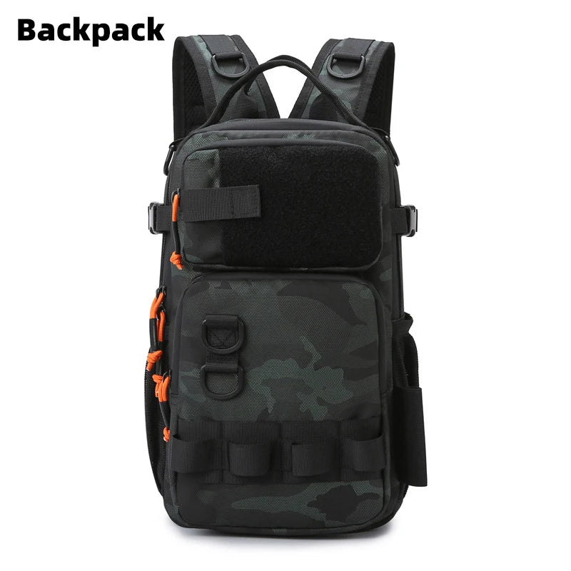 Fishing Lure Backpack with Rod Holders Chest Bag Molle Multi-functional Waist Bags Outdoor Hiking Shoulder Rucksack Large Case