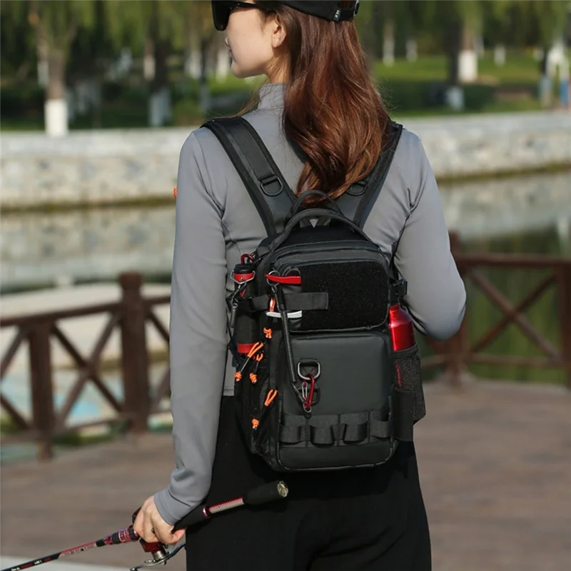 A06F-Fishing Lure Backpack With Rod Holders Chest Bag Waist Bags Outdoor Hiking Shoulder Rucksack Large Case